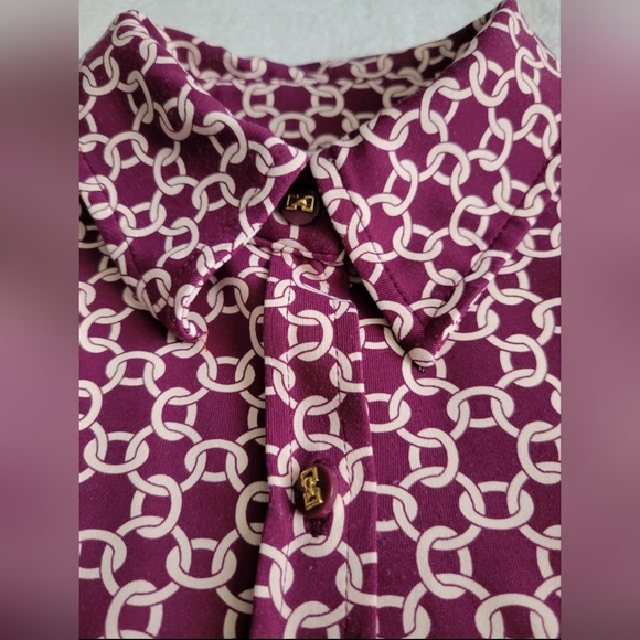 CharterClub 3/4 Sleeve Button-up Women's Blouse Burgundy Color SIZE S - Picture 4 of 15